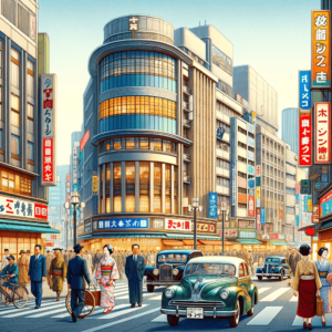 Japon moderno, edificios y gente caminando